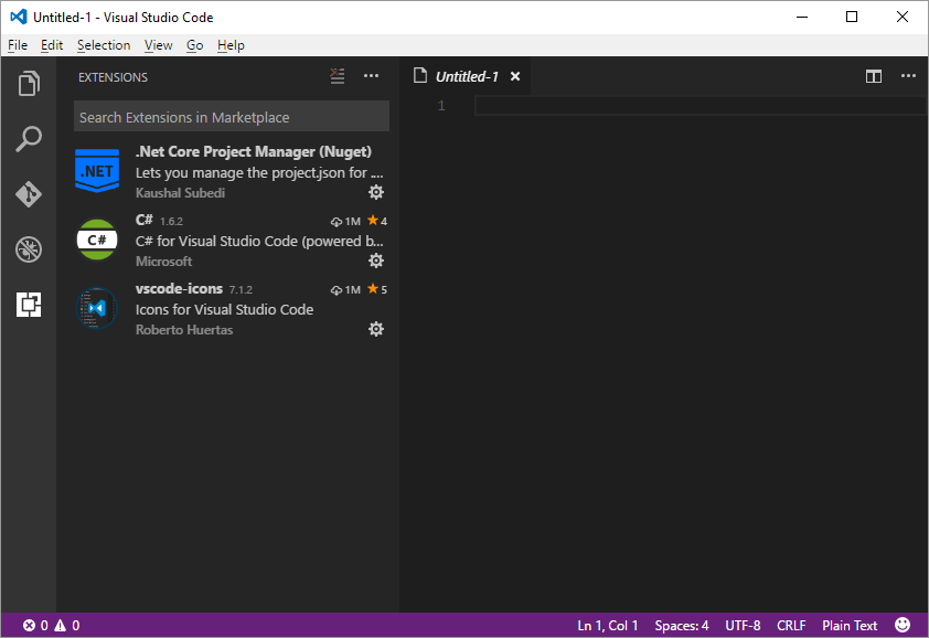 Visual Studio Code com extensões úteis instaladas